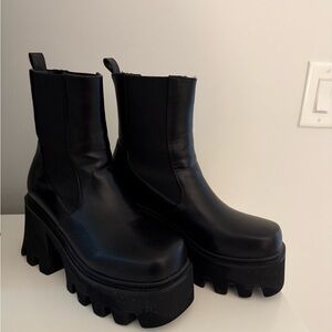Urban Outfitters Black Platform Heeled Boots